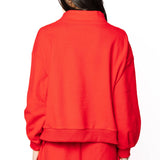 Red QOS Card Logo Mock Neck Sweatshirt | Queen Of Sparkles