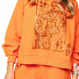 Orange QOS Card Logo Mock Neck Sweatshirt | Queen Of Sparkles