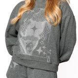 Charcoal Rhinestone QOS Card Logo Sweatshirt | Queen Of Sparkles