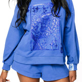 Royal QOS Card Logo Mock Neck Sweatshirt | Queen Of Sparkles