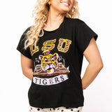 Licensed Black LSU Basketball Court Tee | Queen Of Sparkles