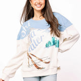 Blue & White 'Ski Ya Later' Sweatshirt | Queen Of Sparkles