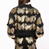 Black & Gold Sequin Butterfly Mockneck Sweatshirt | Queen Of Sparkles