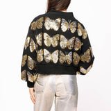 Black & Gold Sequin Butterfly Mockneck Sweatshirt | Queen Of Sparkles