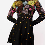 Black Multi Rainbow Firework Jeweled Sweater Dress | Queen Of Sparkles