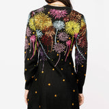 Black Multi Rainbow Firework Jeweled Sweater Dress | Queen Of Sparkles