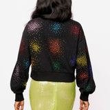 Black Multi Splatter Sweatshirt | Queen Of Sparkles
