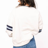 Beige 'Ski' Snowflake & Skiier Stripe Sleeve Sweatshirt | Queen Of Sparkles