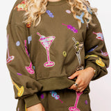 Olive Green Multi Martini Short | Queen Of Sparkles