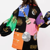 Multi Checkered NYE Icon Bubble Sleeve Dress | Queen Of Sparkles