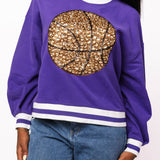 Purple Jeweled Basketball Sweatshirt | Queen Of Sparkles