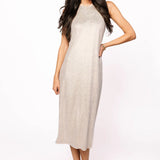 Beige Full Rhinestone Active Midi Dress | Queen Of Sparkles