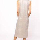 Beige Full Rhinestone Active Midi Dress | Queen Of Sparkles