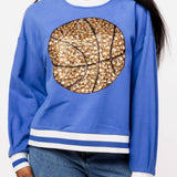 Royal Blue Jeweled Basketball Sweatshirt | Queen Of Sparkles