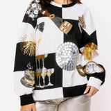Black & White Checkered NYE Icon Sweatshirt | Queen Of Sparkles