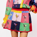 Multi Checkered Cosmo Knit Skirt | Queen Of Sparkles