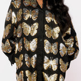 Sequin Butterfly Cotton Button Up Dress | Queen Of Sparkles