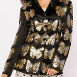 Black & Gold Sequin Butterfly Blazer | Queen Of Sparkles
