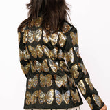 Black & Gold Sequin Butterfly Blazer | Queen Of Sparkles