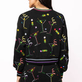 Black Multi Rainbow Trim Martini Sweatshirt | Queen Of Sparkles