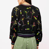 Black Multi Rainbow Trim Martini Sweatshirt | Queen Of Sparkles