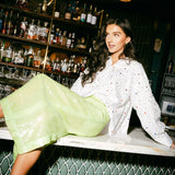 White Rhinestone Cotton Button Up Collared Top | Queen Of Sparkles