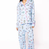 Light Blue Multi Christmas Icon Pj Pant | Queen Of Sparkles