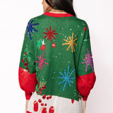 Dark Green & Red Christmas Cocktails Sweater Dress | Queen Of Sparkles