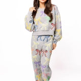 Charcoal Multi Bow Sweatshirt | Queen Of Sparkles