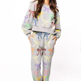 Charcoal Multi Bow Sweatshirt | Queen Of Sparkles