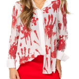 White & Red Spooky Hands Button Up Top | Queen Of Sparkles