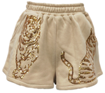 ALL OVER TIGER BEIGE & GOLD SHORTS | QUEEN OF SPARKLES