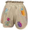 SCATTERED NEON BEETLES TAN SHORTS | QUEEN OF SPARKLES