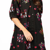 Black XOXO Tic Tac Toe Cotton Button Up Dress | Queen Of Sparkles