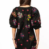 Black XOXO Tic Tac Toe Cotton Button Up Dress | Queen Of Sparkles