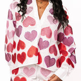 White Multi Rhinestone Hearts Button Up Cotton Top | Queen Of Sparkles