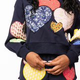 Navy Multi Embroidered Hearts Short | Queen Of Sparkles