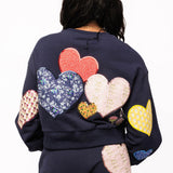 Navy Multi Embroidered Hearts Short | Queen Of Sparkles