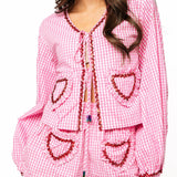 Pink & White Gingham Ruffle Heart Pocket Short | Queen Of Sparkles