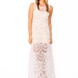 White Lace & Sequin Sheer Midi Dress/Coverup | Queen Of Sparkles