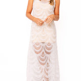 White Lace & Sequin Sheer Midi Dress/Coverup | Queen Of Sparkles