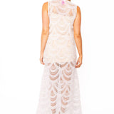 White Lace & Sequin Sheer Midi Dress/Coverup | Queen Of Sparkles