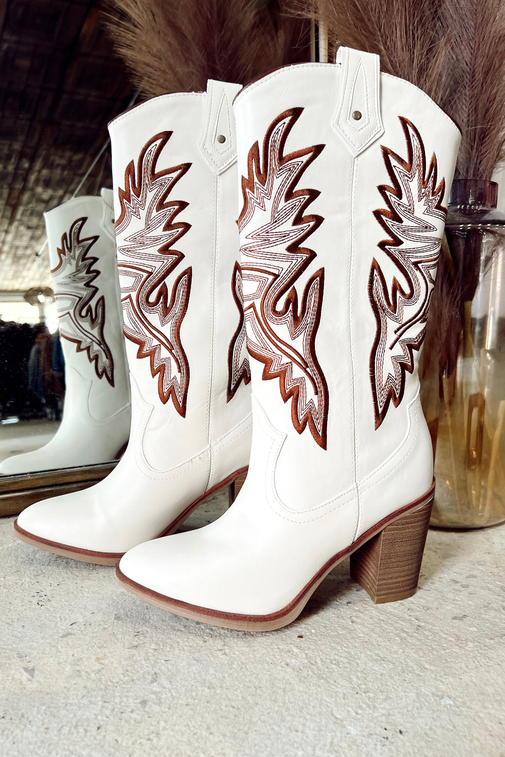 TALEY WESTERN BOOTS | IVORY + LUGGAGE