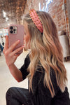 PINK SATIN HEADBAND | GOLD BEADS